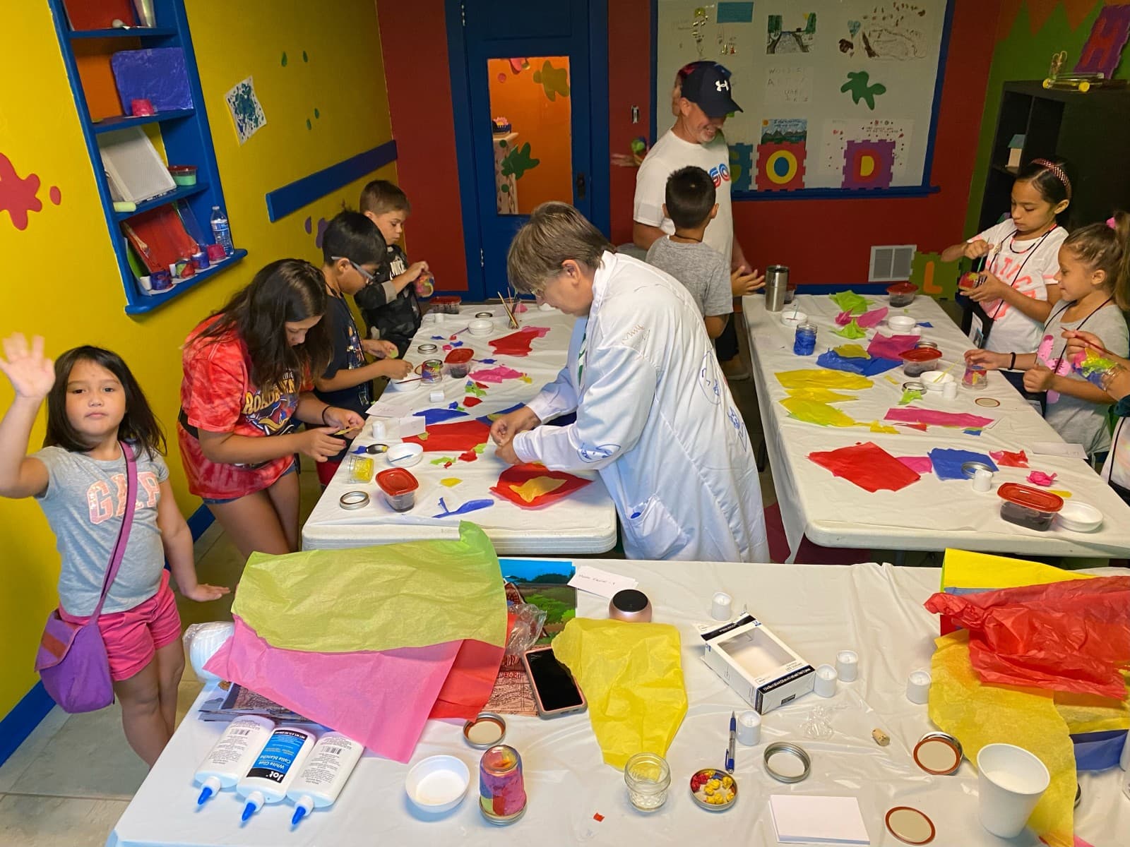 Children making colorful crafts at Fresh Start City Church